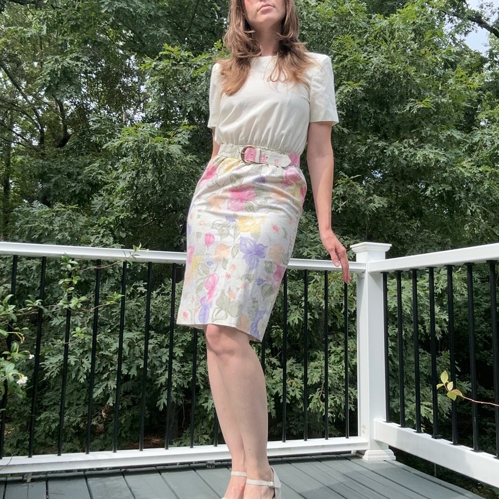 VTG 80's 2 Piece Set Watercolor Floral Set Both Size 10 Made U.S.A.